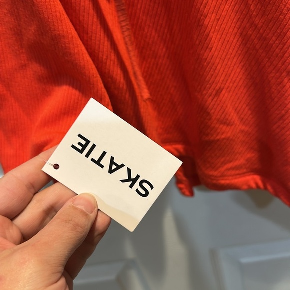 NWT! Skatie Orange Gwen Rib Knit Wrap Mini Dress M V-Neck - Picture 5 of 9